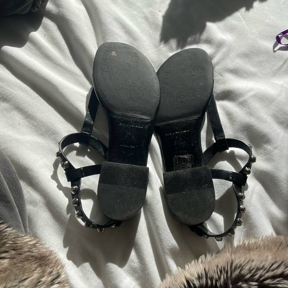 Balenciaga black leather studded sandals